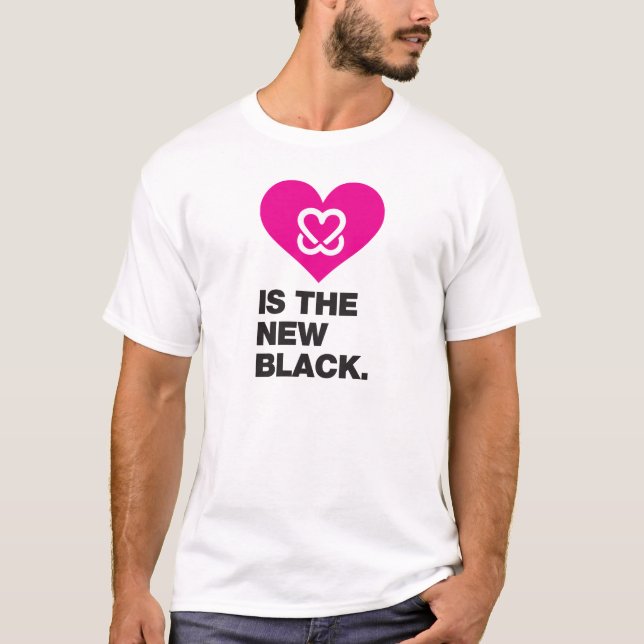Guarde un pecho "rosa es la nueva" camiseta negra (Anverso)