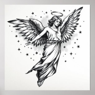Guardián etéreo: Arte del carbón de ángel