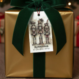 Guardianes de Navidades saludan etiqueta de regalo
