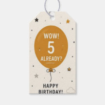 ¡Guau! ¿5 ya? Etiqueta de regalo de cumpleaños