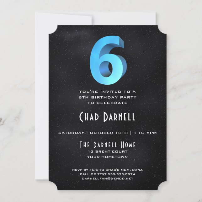 Guay 3D sobre la invitación a la fiesta de cumplea (Anverso)