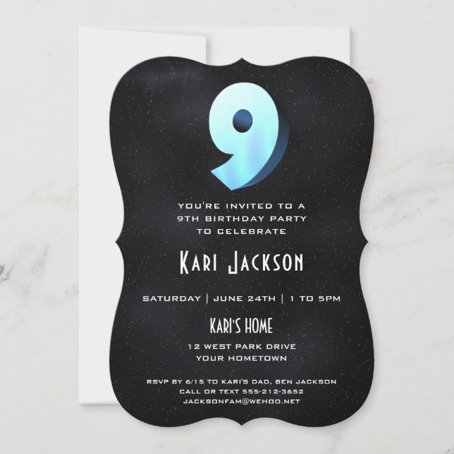 Guay 3D sobre la invitación a la fiesta de cumplea (Anverso)