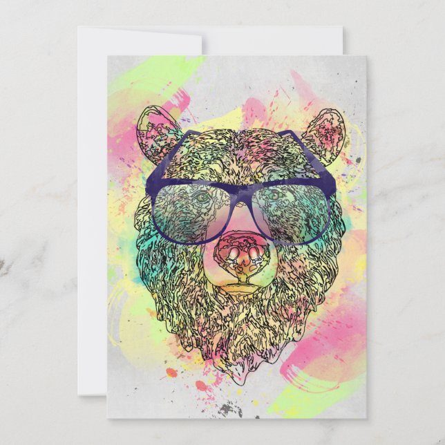 Guay acuarela oso con diseño de gafas (Anverso)