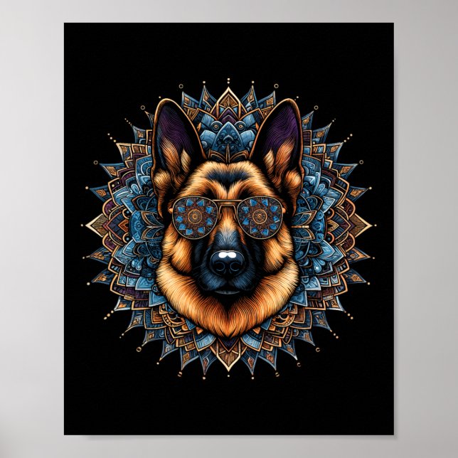 Guay Alemán Pastor Perro Mandala Estilo Arte Chris (Frente)