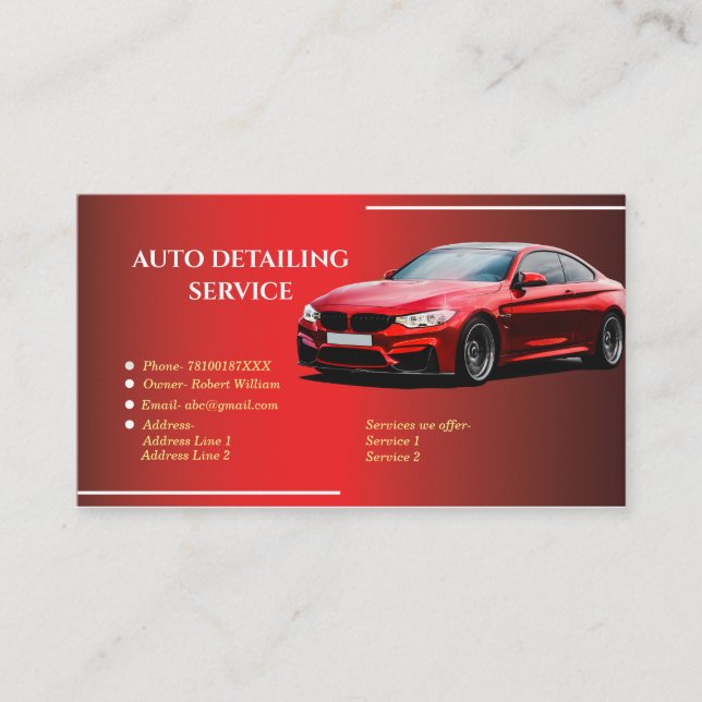 Guay Auto detallando las tarjetas de presentación  (Anverso)