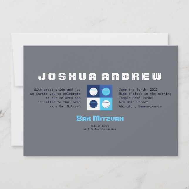 GUAY BASEBALL Bar Bat Mitzvah Invitación (Anverso)
