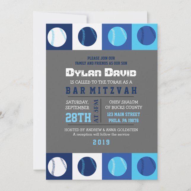 GUAY BASEBALL Bar Mitzvah Invitación (Anverso)