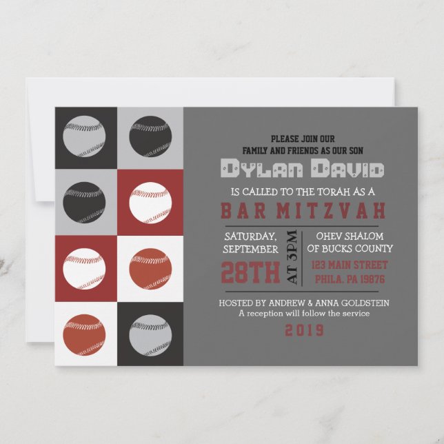 GUAY BASEBALL Bar Mitzvah Invitación (Anverso)