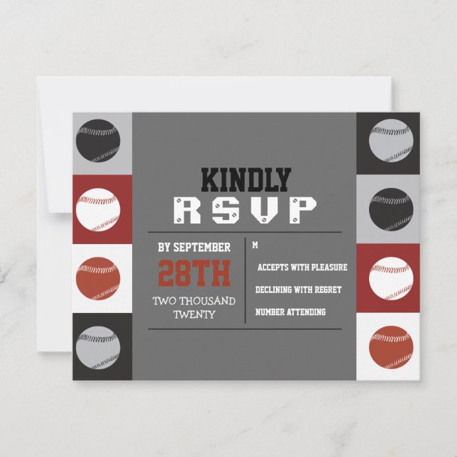 GUAY BASEBALL Bar Mitzvah Responder Tarjeta RSVP (Anverso)