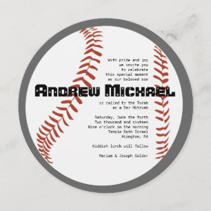 GUAY BASEBALL Bar Mitzvah ROUND Invitación