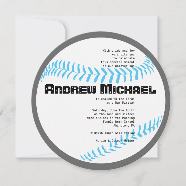 GUAY BASEBALL Bar Mitzvah ROUND Invitación (Anverso)