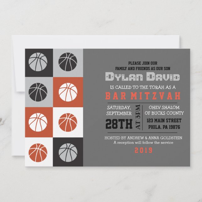 GUAY BASKETBALL Bar Mitzvah Invitación (Anverso)