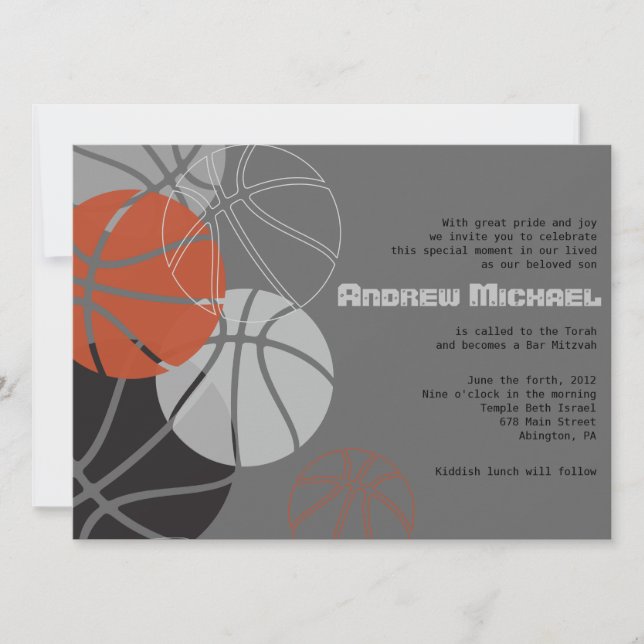 GUAY BASKETBALL Bar Mitzvah Invitación (Anverso)