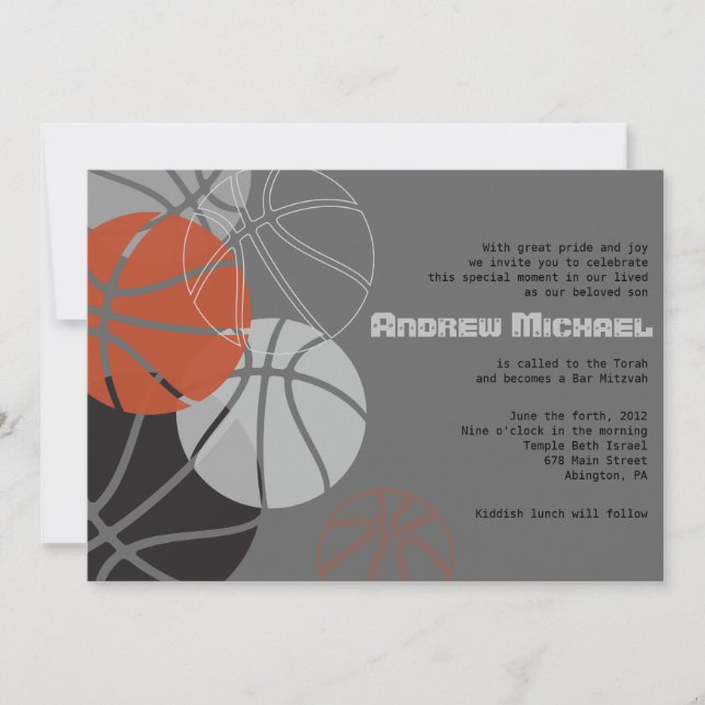 GUAY BASKETBALL Bar Mitzvah Invitación (Anverso)