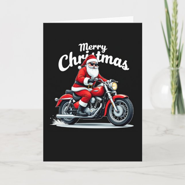 Guay Biker Santa Navidades Tarjeta fondo negro (Anverso)
