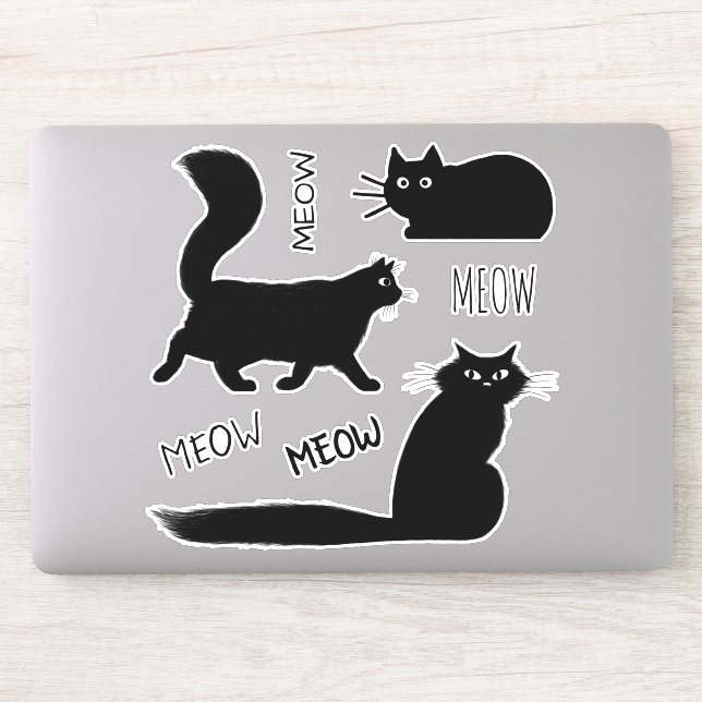 Guay Black Kitty Cats Meow Meow Vinyl Pegatina Set (Ordenador)
