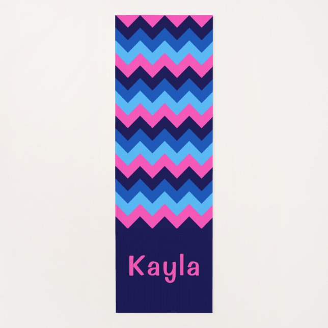 Guay Blue Pink Chevron Monograma Yoga Mat (Anverso)