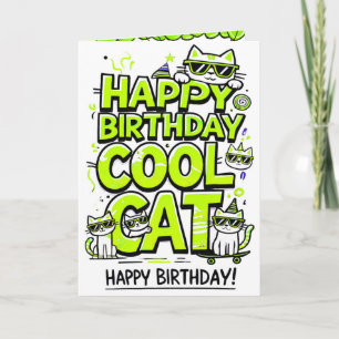 Guay Cat con la tarjeta de cumpleaños Lime Green S