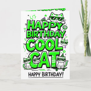 Guay Cat con tarjeta de cumpleaños Green Shades