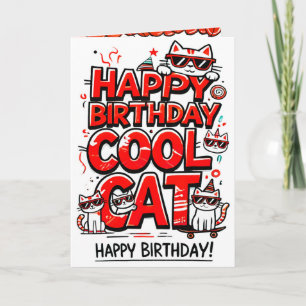 Guay Cat con tarjeta de cumpleaños Red Shades