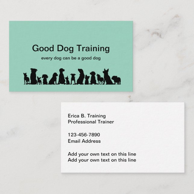 Guay Dog Trainer Modernas tarjetas de presentación (Anverso / Reverso)