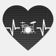 Guay Drummer Heart Beat Love Heart Pegatina