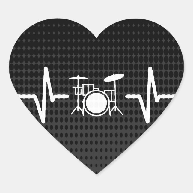 Guay Drummer Heart Beat Love Heart Pegatina (Anverso)