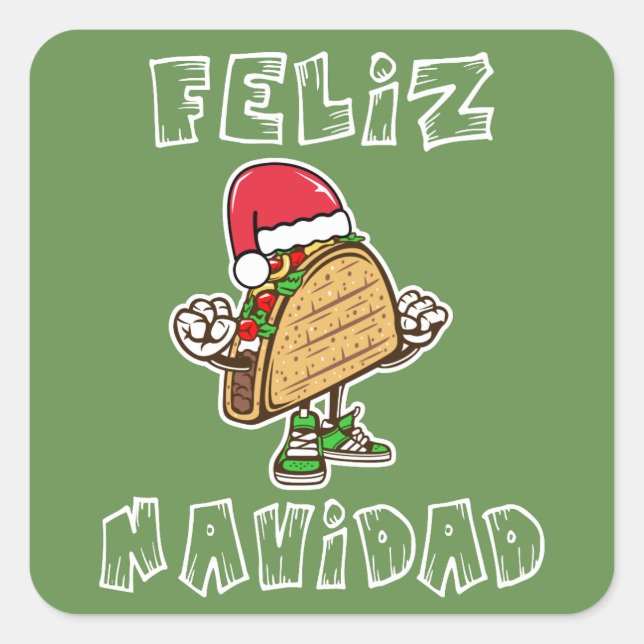 Guay Feliz Navidad Santa Taco Pegatina (Anverso)