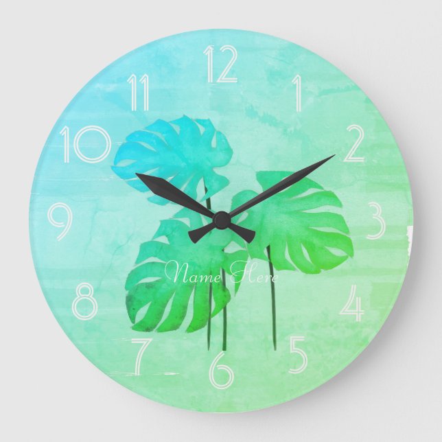 Guay Funky Brillante Hoja Tropical Añadir Reloj de (Anverso)