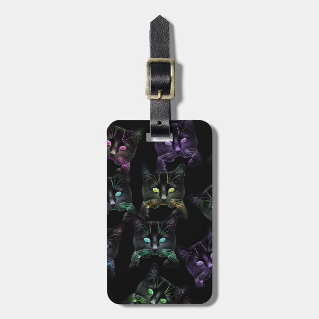 ¡Guay Gats on Black! Etiqueta de portaequipajes pa (Frente Vertical)