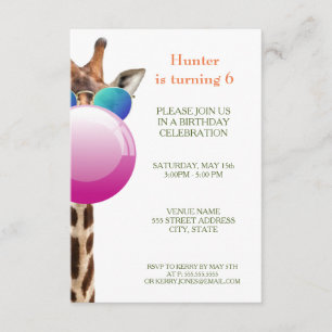 Guay Giraffe y Bubblegum   Invitación de fiesta