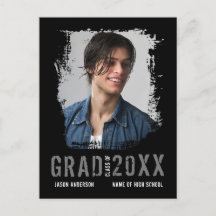 Guay Grunge Black 1 Photo Graduate Invitación
