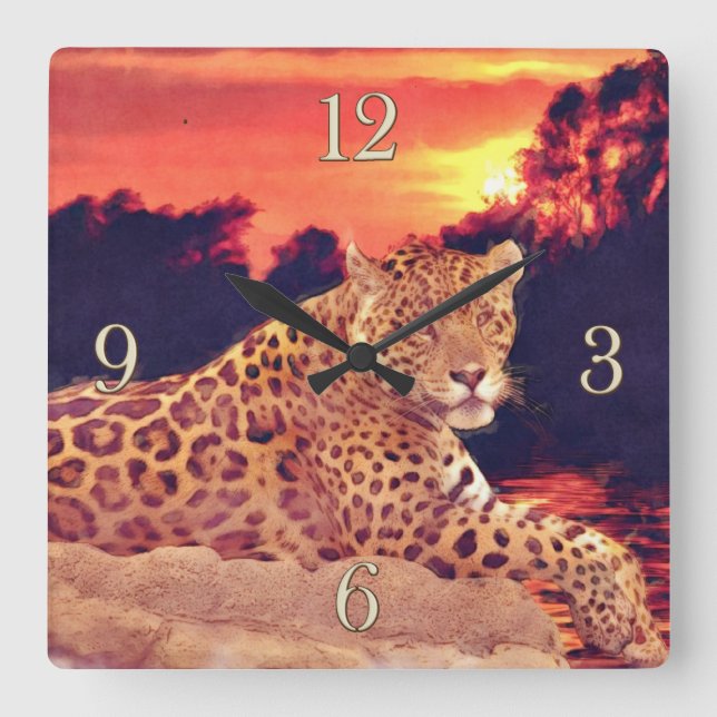 Guay Jaguar en el reloj de pared de vida silvestre (Anverso)