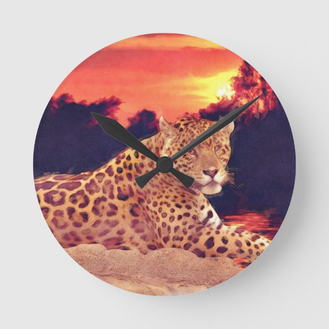 Guay Jaguar en el reloj de pared de vida silvestre (Anverso)