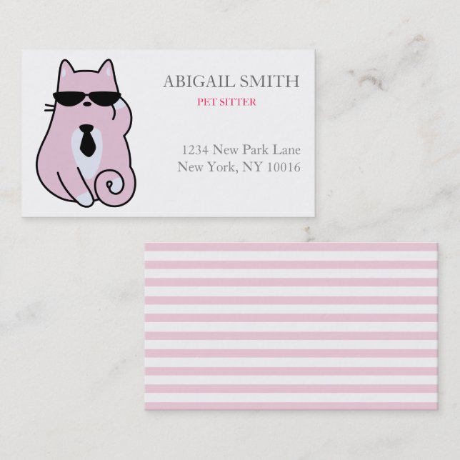 Guay Pink Cat: tarjeta de presentación personaliza (Anverso / Reverso)