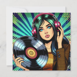 Guay Pop Art Comic Style Chica con álbum Vinyl