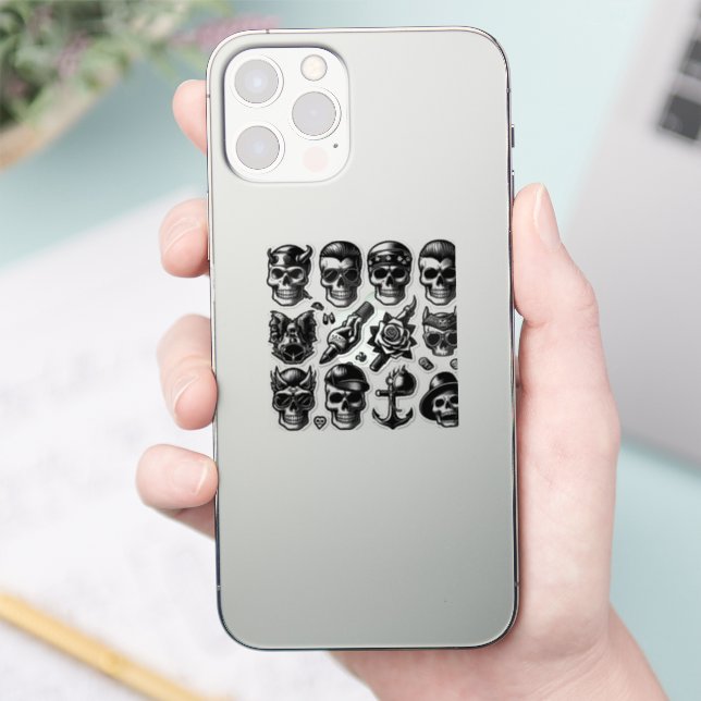 Guay Skulls a Pegatinas de iPhone para la parte po (Teléfono)
