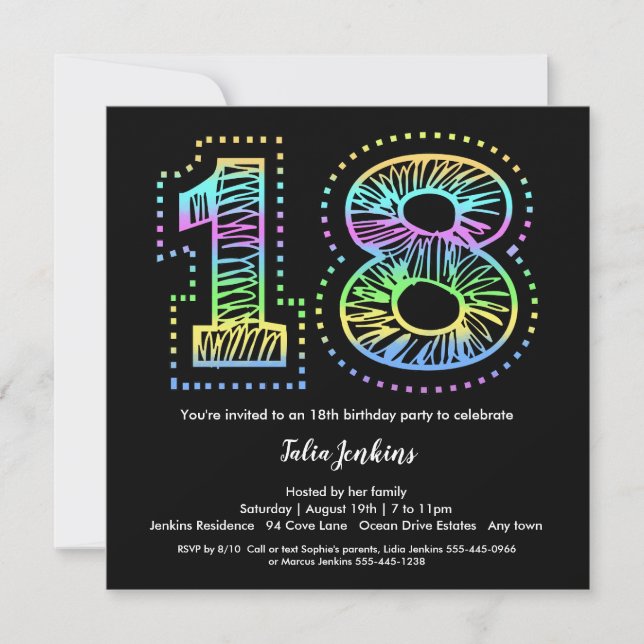Guay sobre la invitación a la fiesta de cumpleaños (Anverso)