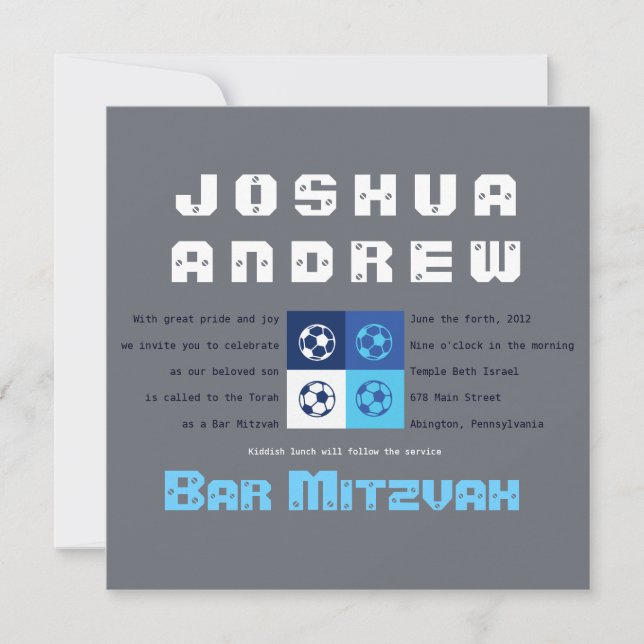 GUAY SOCCER Bar Bat Mitzvah Invitación (Anverso)
