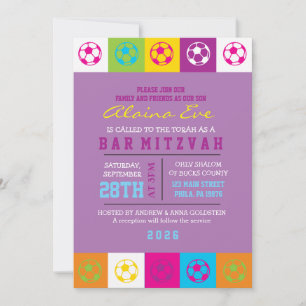 GUAY SOCCER Neon Bar Bat Mitzvah Invitación