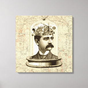 Guay Steampunk Head arte reloj cerebro en frasco