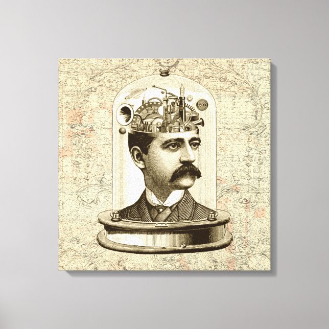 Guay Steampunk Head arte reloj cerebro en frasco (Anverso)