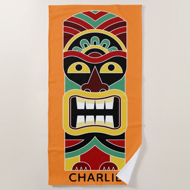 Guay Tiki Totem nombre personalizado y toalla de p (Anverso)