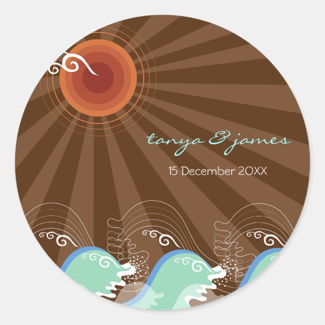 Guay Waves y Brown Sun Gift / Favor / TQ Pegatina (Anverso)