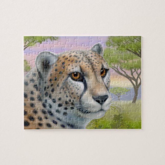 Guepardo salvaje africano en el rompecabezas de Sa (Horizontal)