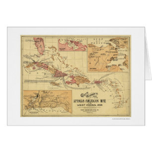 Guerra en el mapa 1898 de las Antillas