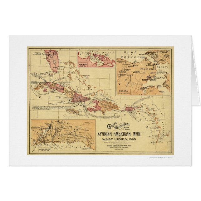 Guerra en el mapa 1898 de las Antillas (Anverso (Horizontal))