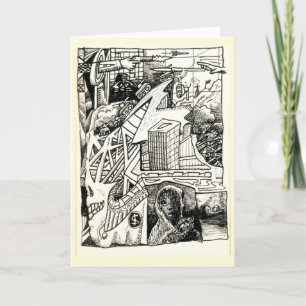 "Guerra moderna", tarjeta de dibujo con tinta