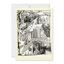 "Guerra moderna", tarjeta plana con dibujo de tint