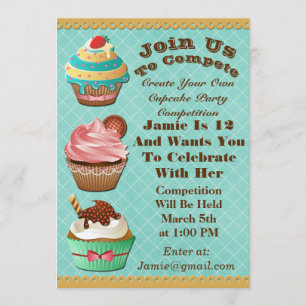 Guerras De Cupcake Bake De Cumpleaños Invitación A